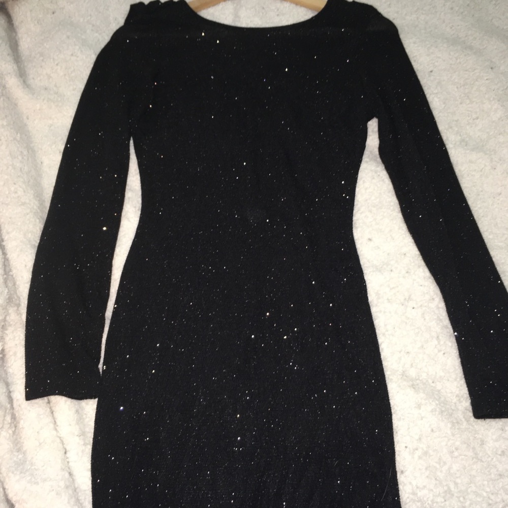 Sparkly Black “Crisscross Scoop Back” Dress